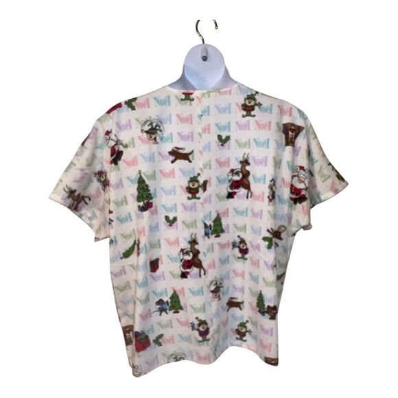 Simply Basic Women's Christmas Scrubs Top XL White Multi - Picture 3 of 5